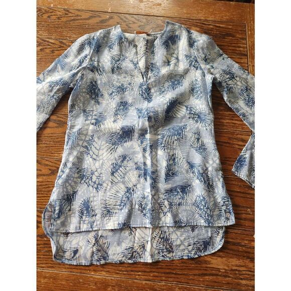Tory Burch Baltic Sea Dream Catcher Blue Burn Out Tunic sz 6 - Picture 2 of 4